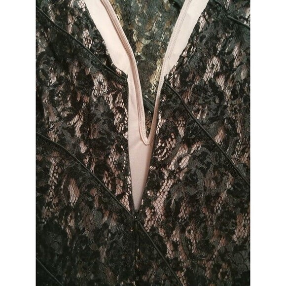 Aidan Mattox Straight Illusion V Neck Floral Lace Evening Gown - Picture 8 of 9